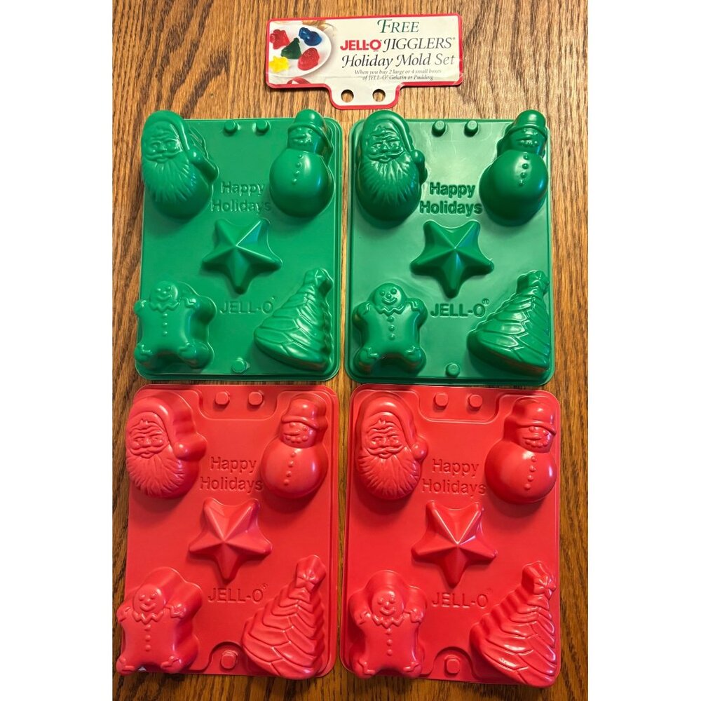 Jell-O Jigglers Holiday Mold Set of 4 Santa Snowman Gingerbread Star Tree Shapes